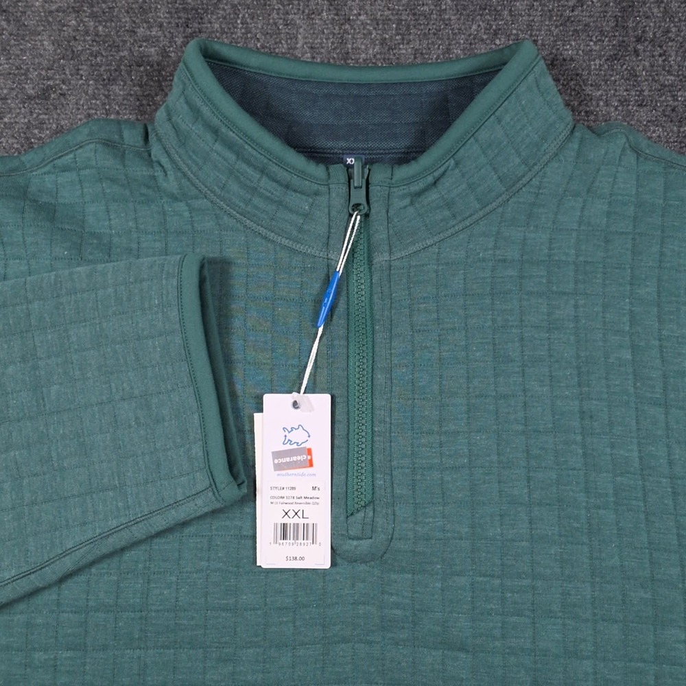 NWT Southern Tide Fairwood Reversible Pullover Mens 2XL Salt Meadow 1/4 Zip